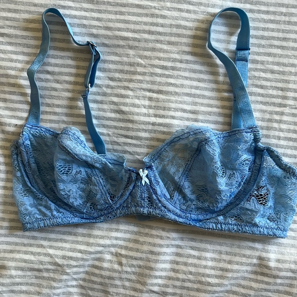 Deborah Marquit  Flower Demi Bra in Pastel blue